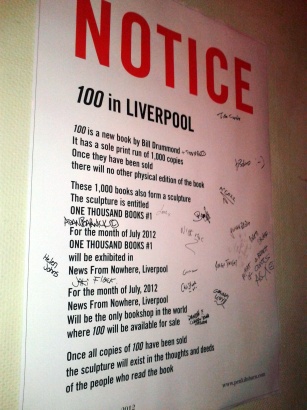 Bill Drummond's '100' at Mello Mello, Liverpool Bill Drummond's '100' at Mello Mello, Liverpool
